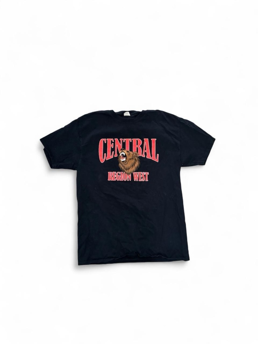 ✨Central Region West black t-shirt with red text and brown bear graphic✨